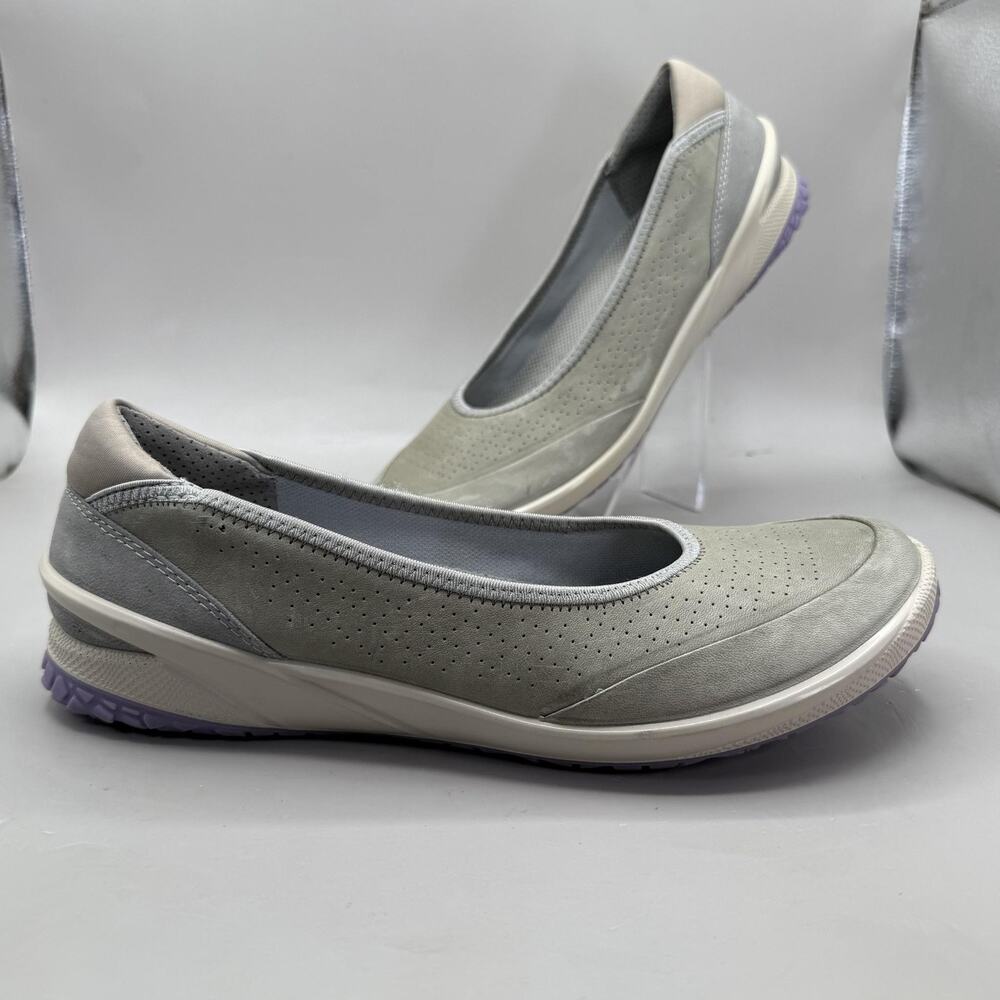 ECCO Biom Life Ballerina Flat Slip-On Shoes Womens Size 7 Gray Leather Comfort